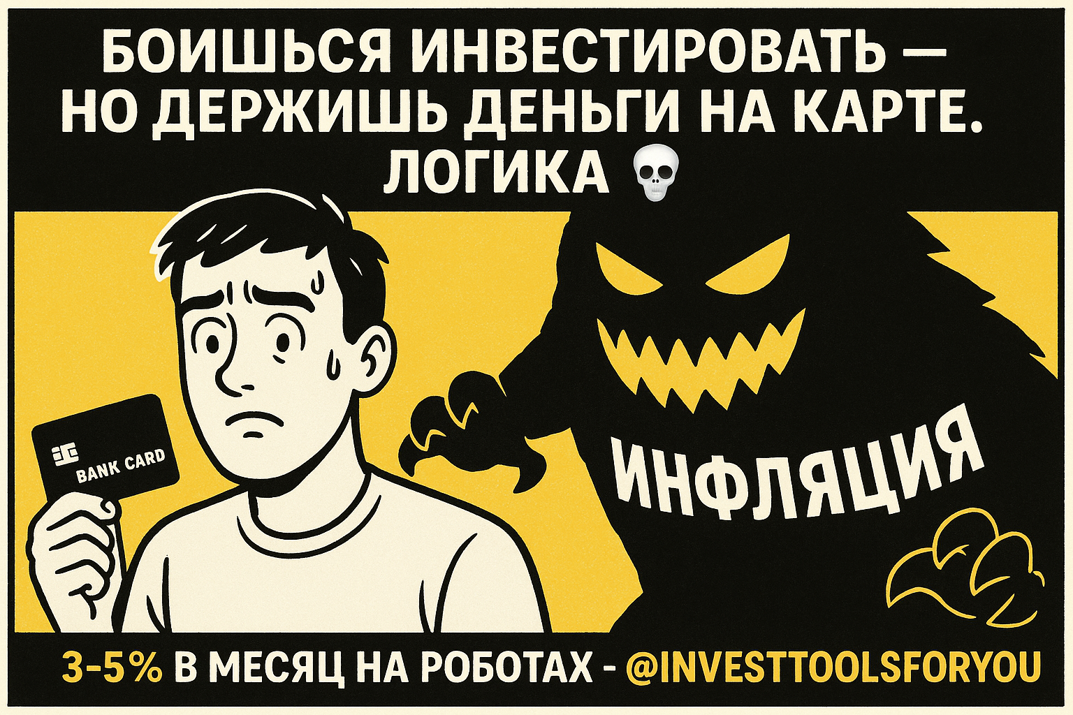 Боишься инвестировать — но держишь деньги на карте. Логика 💀