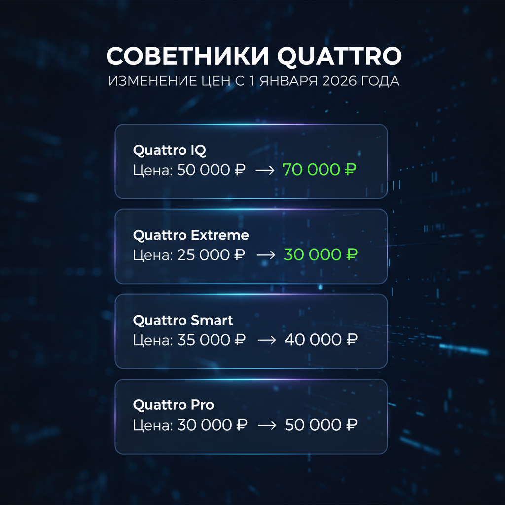 С 1 января 2026 года, цены на наши торговые роботы Quattro увеличатся